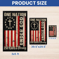 One Nation Under God Garden Flag | 250 Years of Blessing 1776-2026 | Double-Sided Patriotic Americana Decor | Memorial Day Independence Day Gift