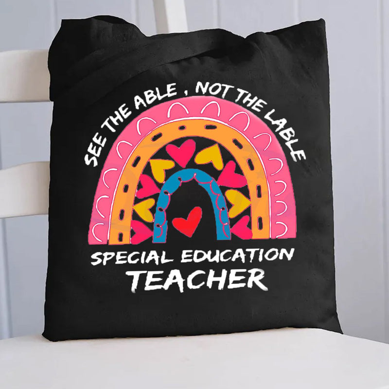 Special Education Heart Rainbow Tote Bag