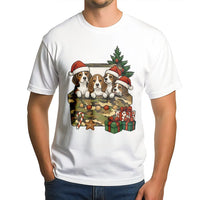 Puppies in Camo Gift Box Shirt, Beagle Christmas T-Shirt, Adorable Dog Lover Graphic Tee, Humorous Holiday Pet T-Shirt, Xmas Dog Lover Present Shirt