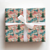 Watercolor Italy Canal Wrapping Paper, Venice Christmas Wrapping Paper, Festive European City Gift Wrap, Holiday Canal Boat Wrapping Paper