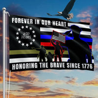 Forever in Our Heart 250 Years Military Flag | Double-Sided Polyester Grommet Flag | Veterans Day Memorial Gift for Service Members