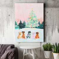 Holiday Tree Dog Print, Watercolor Christmas Dog Wall Art, Festive Dog Lover Canvas Art, Winter Pet Wall Decor, Digital Download Poster