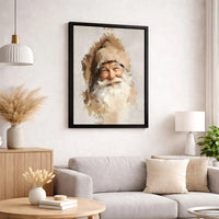 Rustic Oil Portrait Canvas Print, Smiling Santa Claus Canvas Art, Christmas Holiday Wall Art, Festive Winter Canvas Decor, Xmas Room Decor