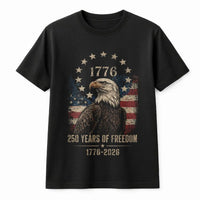 1776 Eagle T-Shirt | 250 Years of Freedom Vintage Americana Art | Premium 100% Soft Cotton | Patriotic Gift for History Lovers