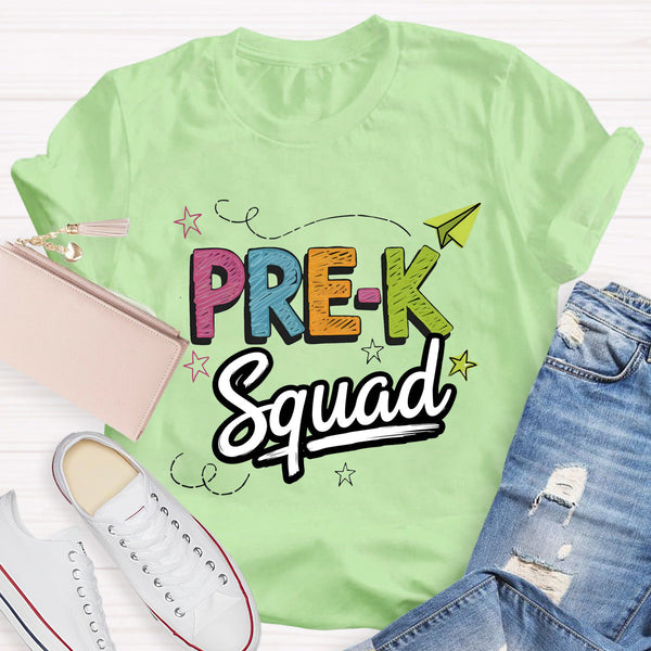 Personalized Grade Pre-k Squad Teacher T-Shirt