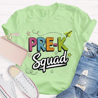 Personalized Grade Pre-k Squad Teacher T-Shirt