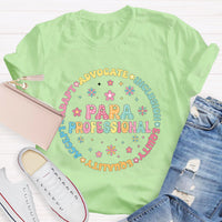 Para Professional Adapt Advocate Pink Flower Teacher T-Shirt