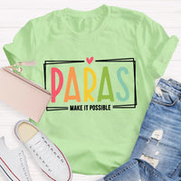 Make It Possible Pink Heart Teacher T-Shirt