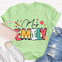 Personalize Name Apple Teacher T-Shirt