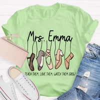 Personalized Name Watch Them Grow Teacher T-Shirt