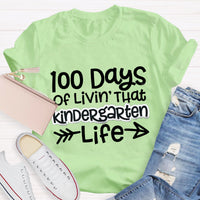 Personalized Grade 100 Days Of Livin' That Kindergarten Life T-Shirt