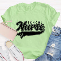 School Nurse Letter Printed T-Shirt