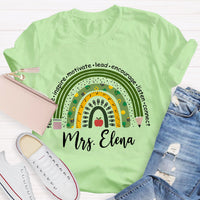 Personalized Name Green Rainbow Teach Love Inspire T-Shirt