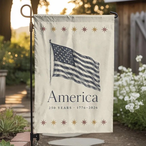 Patriotic America 250 Years Garden Flag | US Semiquincentennial 1776-2026 American Flag Design | Double-Sided Weather-Resistant Polyester | Commemorative Gift for Outdoor Yard Decor