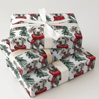 Christmas Dog Wrapping Paper, Weimaraner Dog Wrapping Paper, Winter Scarf Pine Tree Gift Wrap, Holiday Dog Gift Wrap, Present for Dog Lovers