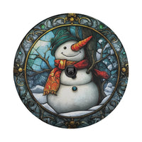 Vintage Winter Holiday Wheel Cover, Stained Glass Snowman Spare Tire Cover, Festive Christmas Tire Cover for Jeep SUV Car