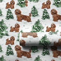 Winter Snow Tree Gift Wrap, Havanese Dog Christmas Wrapping Paper, Watercolor Dog Holiday Wrapping Paper, Adorable Pet Lover Gift Wrap Roll