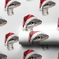 Santa Hat Reptile Holiday Gift Wrap, Snake Christmas Wrapping Paper, Watercolor Serpent Wrapping Paper, Humorous Animal Festive Wrapping Paper