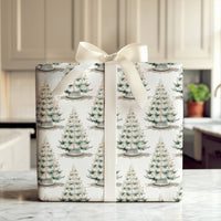 Nostalgic Holiday Gift Wrap, Vintage Ceramic Christmas Tree Wrapping Paper, Retro Xmas Tree Wrapping Paper, Winter Holiday Present Paper