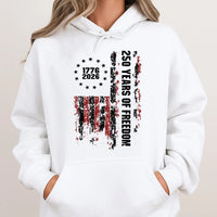 250 Years of Freedom Hoodie | 1776-2026 Distressed American Flag Design | Premium Cotton-Polyester Blend | Patriotic Gift for History Lovers