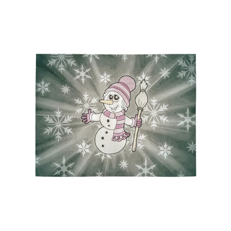 Adorable Snow Lady Hallway Runner, Snowman Runner Rug, Winter Holiday Floor Mat, Christmas Snowman Kitchen Runner Rug, Snowman Holiday Rug