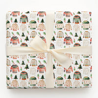 Festive Holiday Gift Wrap, Ugly Christmas Sweater Wrapping Paper, Watercolor Xmas Tree Wrapping Paper, Adorable Holiday Present Wrapping Paper