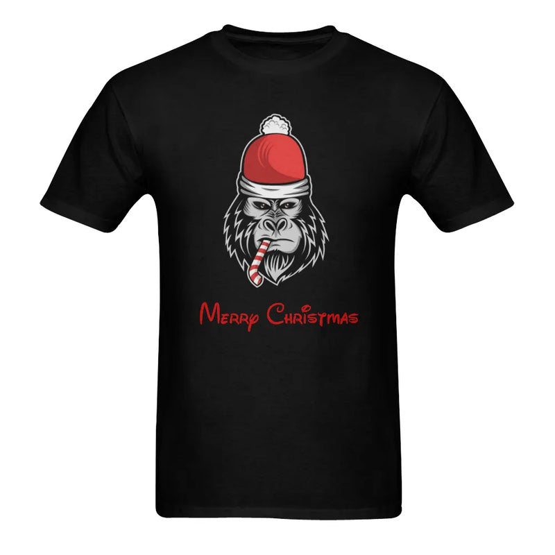 Holiday Ape Graphic Tee, Humorous Christmas Gorilla T-Shirt, Retro Merry Xmas Animal Shirt, Adorable Jungle Animal Holiday Lover Shirt