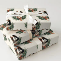 Vintage Spaniel Wreath Gift Wrap, Cavalier King Charles Wrapping Paper, Adorable Dog Christmas Wrapping Paper, Holiday Pet Gift Wrapping Paper