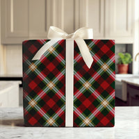 Diagonal Plaid Christmas Gift Wrap, Red and Green Tartan Wrapping Paper, Traditional Holiday Wrapping Paper, Classic Winter Gift Wrap Roll