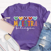 Maestra Colorful Letters Teacher T-Shirt