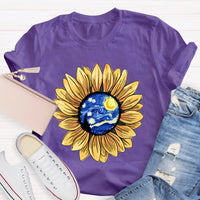 Starry Sky Art Sunflower Teacher T-Shirt