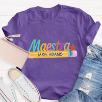 Personalized Maestra Teacher Name Mrs.Adams Teacher T-Shirt