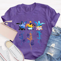 Purple and Pink Sea Turtle Swimming in Blue Ocean T-Shirt
