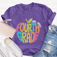 Personalized Grade And Name Letter Apple Teacher T-Shirt