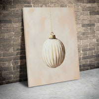 Gold and White Holiday Canvas Print, Christmas Ornament Canvas Wall Art, Modern Seasonal Canvas Decor, Elegant Winter Home Wall Art