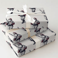 Vintage Sports Gift Wrap, Baseball Santa Christmas Wrapping Paper, Baseball Batter Holiday Wrapping Paper, Classic Present Gift Wrap