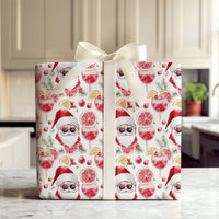 Christmas Cocktail Holiday Gift Wrap, Cool Santa Sunglasses Wrapping Paper, Tropical Holiday Wrapping Paper, Humorous Secret Santa Gift Wrap