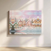 Whimsical Winter Candy Village Canvas Print, Christmas Gingerbread House Wall Art, Festive Holiday Canvas Decor, Xmas Home Art Present