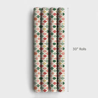 Retro Holiday Gift Wrap, Vintage Ornament Christmas Wrapping Paper, Nostalgic Present Wrap, Baubles Pattern Wrapping Paper, Xmas Gift Wrap
