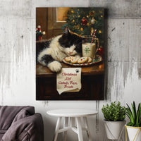 Holiday Kitten Cookies Print, Sleeping Cat Christmas Canvas, Cat Lover Christmas Wall Art, Comfy Winter Holiday Canvas, Adorable Pet Lover Present