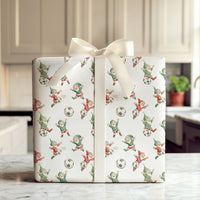 Holiday Sports Gift Wrap, Soccer Gnome Christmas Wrapping Paper, Xmas Gnome Wrapping Paper, Festive Soccer Gift Wrap, Holiday Gift Wrap