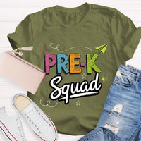 Personalized Grade Pre-k Squad Teacher T-Shirt