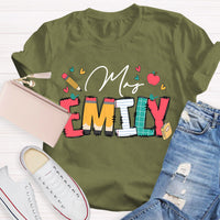 Personalize Name Apple Teacher T-Shirt