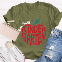 Personalized Kinder Garden Teacher Name Red Apple T-Shirt