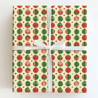 Red Green Holiday Gift Wrap, Rustic Christmas Ornament Wrapping Paper, Festive Xmas Wrapping Paper, Holiday Present Decor