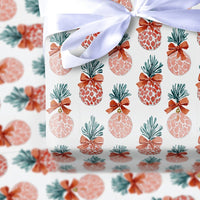 Pink Fruit Holiday Gift Wrap, Tropical Pineapple Christmas Wrapping Paper, Festive Present Wrap, Unique Winter Wrapping Paper