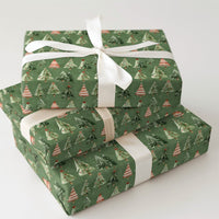 Sage Green Christmas Tree Wrapping Paper, Watercolor Pine Tree Wrapping Paper, Rustic Winter Gift Wrap, Holiday Present Wrapping Paper