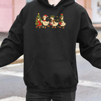 Retro Teacher Holiday Hoodie, Christmas Duck Hoodie, Humorous Winter Mallard Sweatshirt, Adorable Xmas Duck Graphic Hooded Pullover, Teacher Present