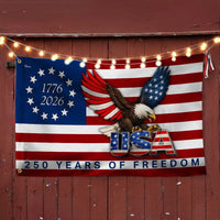 250 Years of Freedom American Flag | Betsy Ross 1776-2026 Commemorative Design | UV-Resistant Polyester | Patriotic Home & Garden Decor