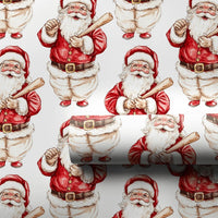 Baseball Christmas Gift Wrap, Watercolor Baseball Santa Wrapping Paper, Sports Holiday Wrapping Paper, Baseball Fan Christmas Gift Wrap Roll